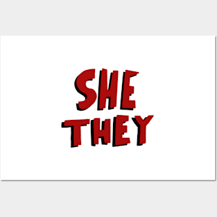 she they red and black pronouns Posters and Art